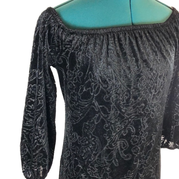 WHBM Velvet Black Off Shoulder Dress - Picture 3 of 5